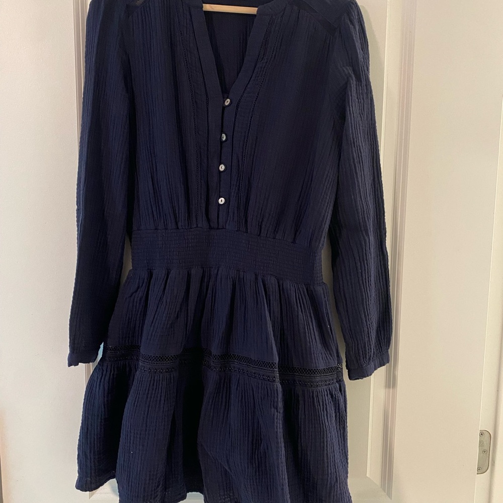 Saks Fifth Avenue Blue Bishop Sleeve V-Neck Sundress